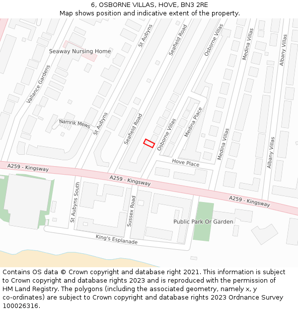6, OSBORNE VILLAS, HOVE, BN3 2RE: Location map and indicative extent of plot