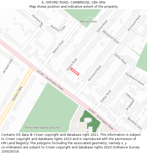 6, OXFORD ROAD, CAMBRIDGE, CB4 3PW: Location map and indicative extent of plot