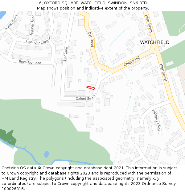 6, OXFORD SQUARE, WATCHFIELD, SWINDON, SN6 8TB: Location map and indicative extent of plot