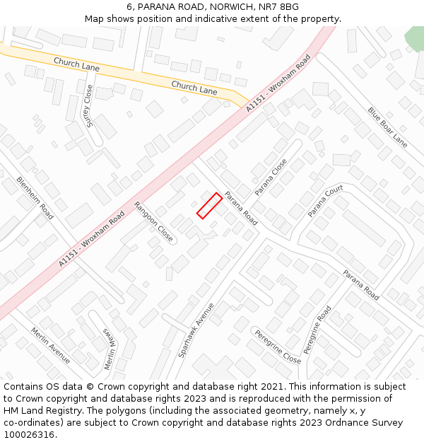 6, PARANA ROAD, NORWICH, NR7 8BG: Location map and indicative extent of plot