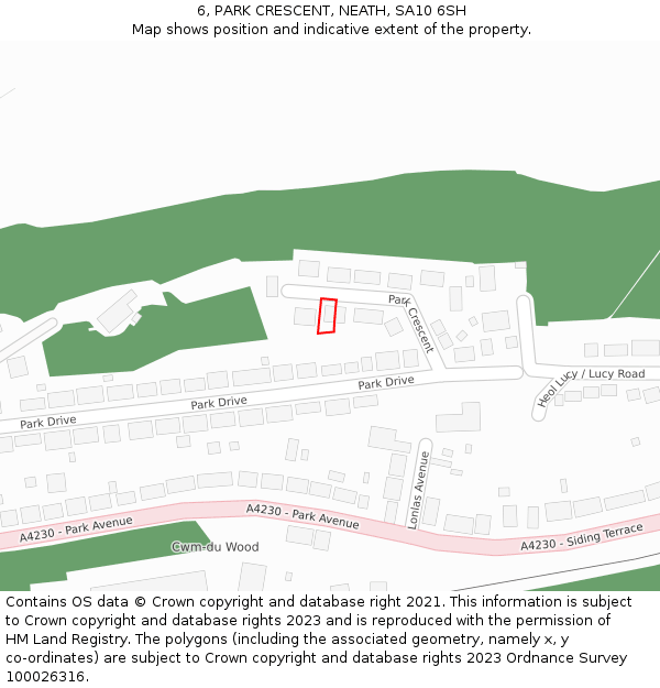 6, PARK CRESCENT, NEATH, SA10 6SH: Location map and indicative extent of plot