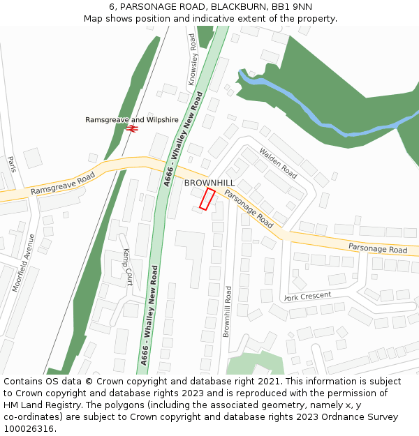 6, PARSONAGE ROAD, BLACKBURN, BB1 9NN: Location map and indicative extent of plot