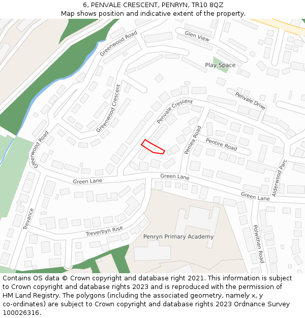 6, PENVALE CRESCENT, PENRYN, TR10 8QZ: Location map and indicative extent of plot