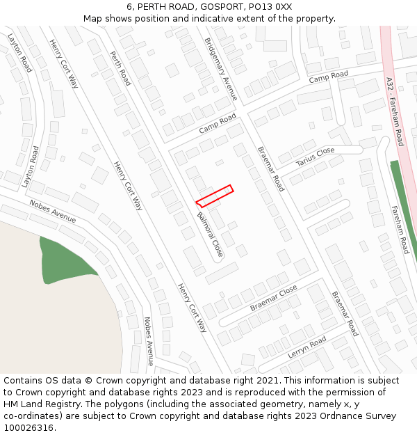 6, PERTH ROAD, GOSPORT, PO13 0XX: Location map and indicative extent of plot