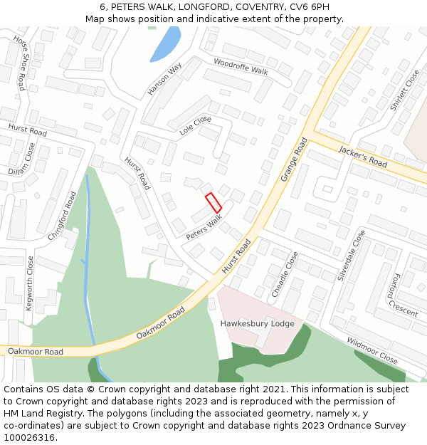 6, PETERS WALK, LONGFORD, COVENTRY, CV6 6PH: Location map and indicative extent of plot