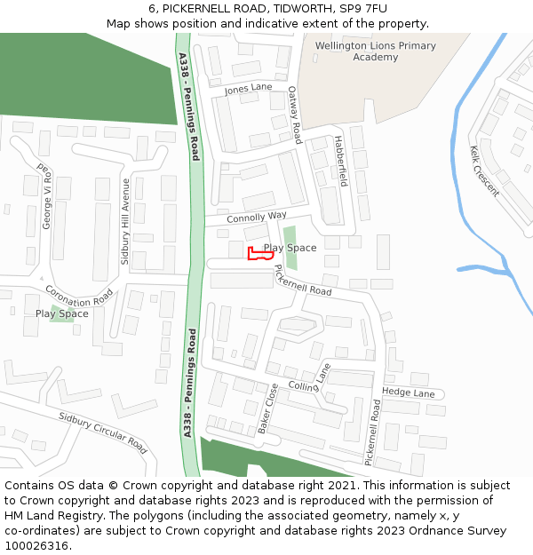 6, PICKERNELL ROAD, TIDWORTH, SP9 7FU: Location map and indicative extent of plot