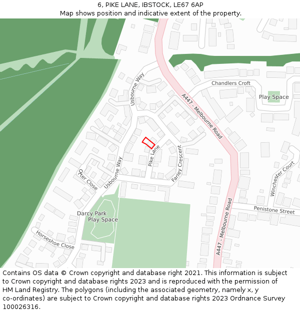 6, PIKE LANE, IBSTOCK, LE67 6AP: Location map and indicative extent of plot