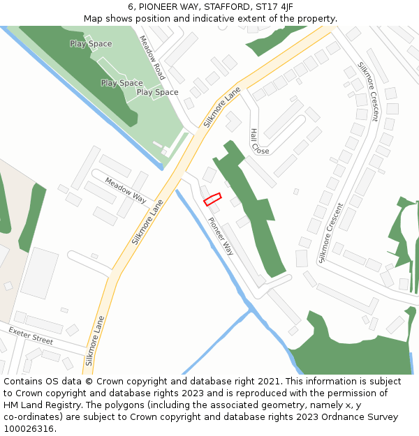 6, PIONEER WAY, STAFFORD, ST17 4JF: Location map and indicative extent of plot
