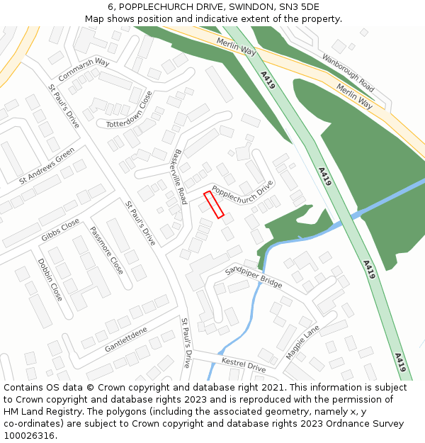 6, POPPLECHURCH DRIVE, SWINDON, SN3 5DE: Location map and indicative extent of plot
