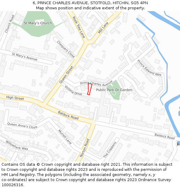 6, PRINCE CHARLES AVENUE, STOTFOLD, HITCHIN, SG5 4PN: Location map and indicative extent of plot