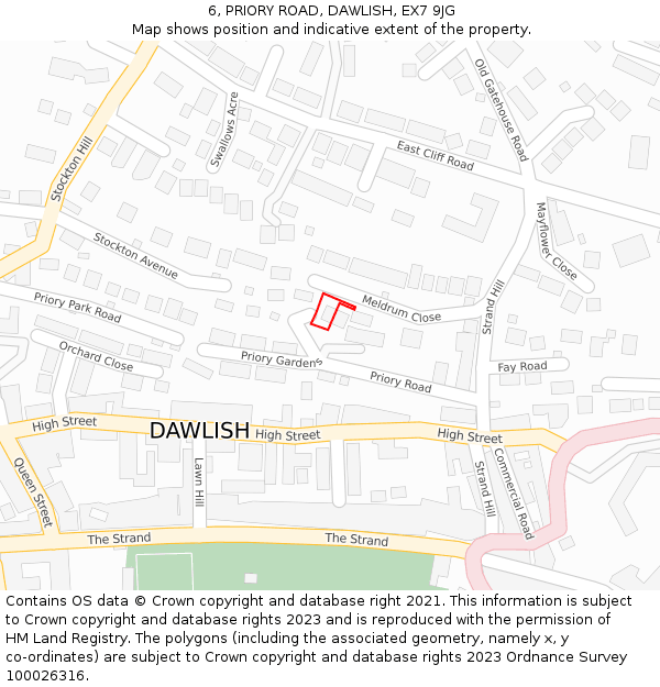 6, PRIORY ROAD, DAWLISH, EX7 9JG: Location map and indicative extent of plot
