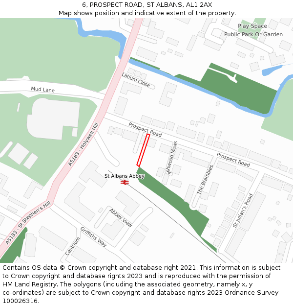 6, PROSPECT ROAD, ST ALBANS, AL1 2AX: Location map and indicative extent of plot