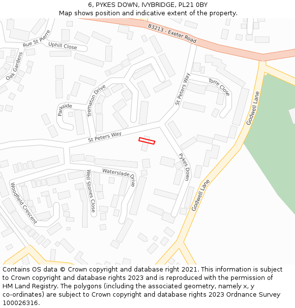 6, PYKES DOWN, IVYBRIDGE, PL21 0BY: Location map and indicative extent of plot