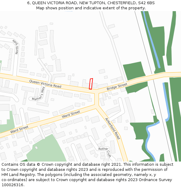 6, QUEEN VICTORIA ROAD, NEW TUPTON, CHESTERFIELD, S42 6BS: Location map and indicative extent of plot