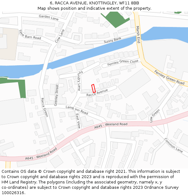 6, RACCA AVENUE, KNOTTINGLEY, WF11 8BB: Location map and indicative extent of plot