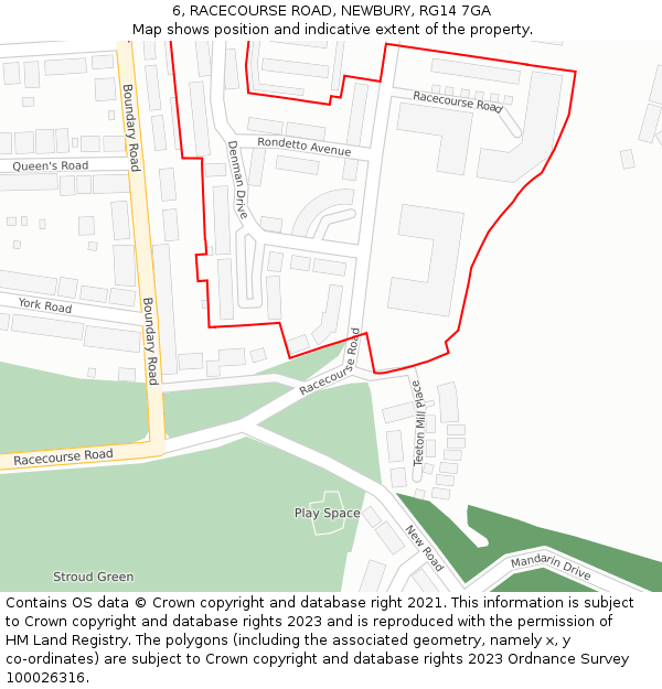 6, RACECOURSE ROAD, NEWBURY, RG14 7GA: Location map and indicative extent of plot