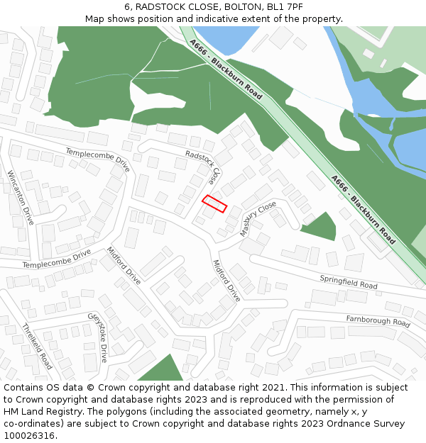 6, RADSTOCK CLOSE, BOLTON, BL1 7PF: Location map and indicative extent of plot