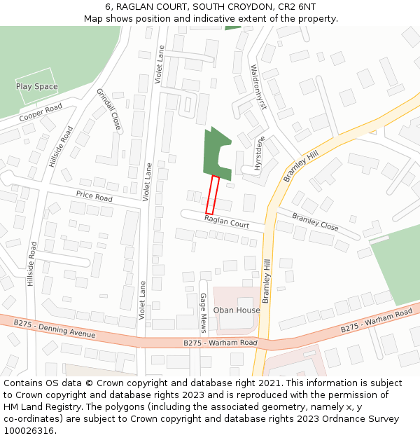 6, RAGLAN COURT, SOUTH CROYDON, CR2 6NT: Location map and indicative extent of plot