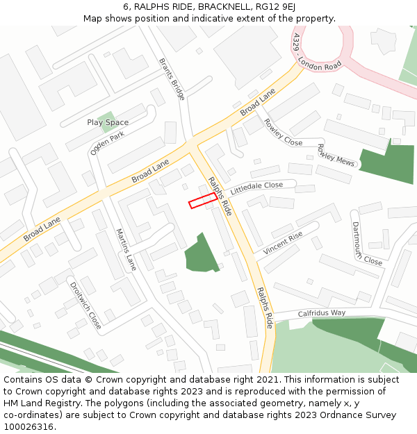 6, RALPHS RIDE, BRACKNELL, RG12 9EJ: Location map and indicative extent of plot