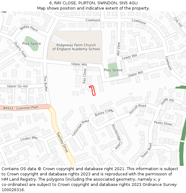 6, RAY CLOSE, PURTON, SWINDON, SN5 4GU: Location map and indicative extent of plot
