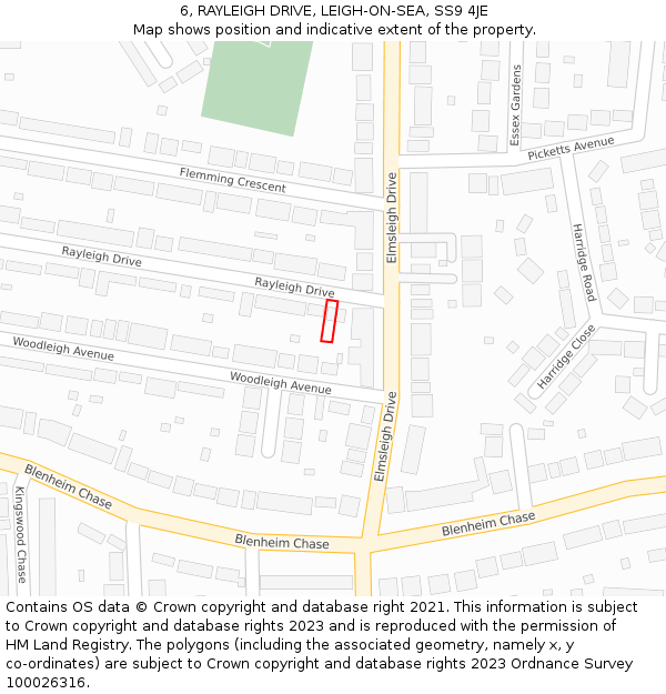 6, RAYLEIGH DRIVE, LEIGH-ON-SEA, SS9 4JE: Location map and indicative extent of plot