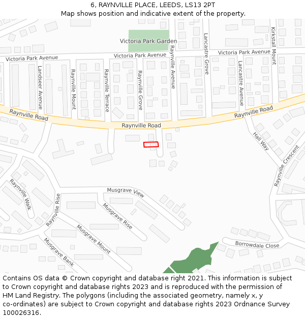 6, RAYNVILLE PLACE, LEEDS, LS13 2PT: Location map and indicative extent of plot