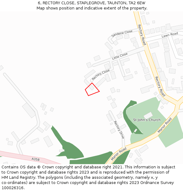 6, RECTORY CLOSE, STAPLEGROVE, TAUNTON, TA2 6EW: Location map and indicative extent of plot