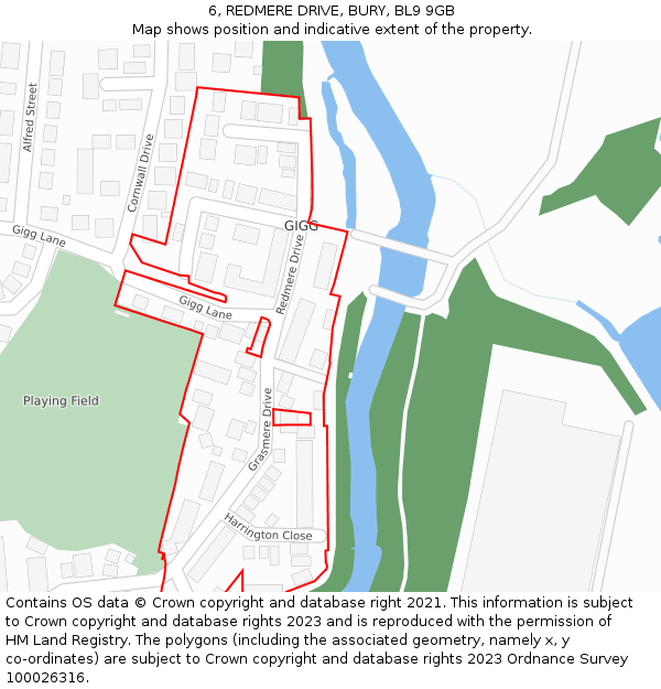 6, REDMERE DRIVE, BURY, BL9 9GB: Location map and indicative extent of plot