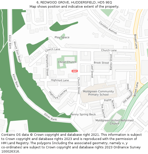 6, REDWOOD GROVE, HUDDERSFIELD, HD5 9EQ: Location map and indicative extent of plot