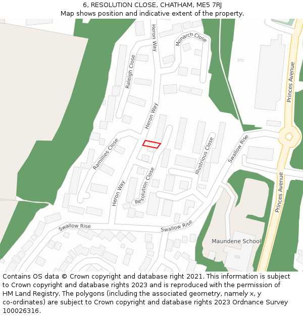6, RESOLUTION CLOSE, CHATHAM, ME5 7RJ: Location map and indicative extent of plot