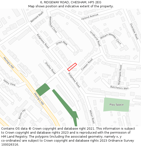 6, RIDGEWAY ROAD, CHESHAM, HP5 2EG: Location map and indicative extent of plot