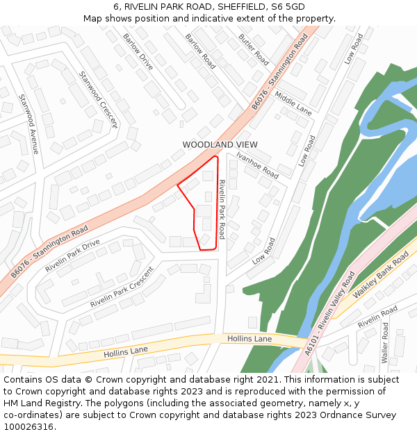6, RIVELIN PARK ROAD, SHEFFIELD, S6 5GD: Location map and indicative extent of plot