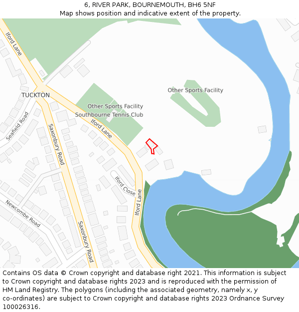 6, RIVER PARK, BOURNEMOUTH, BH6 5NF: Location map and indicative extent of plot