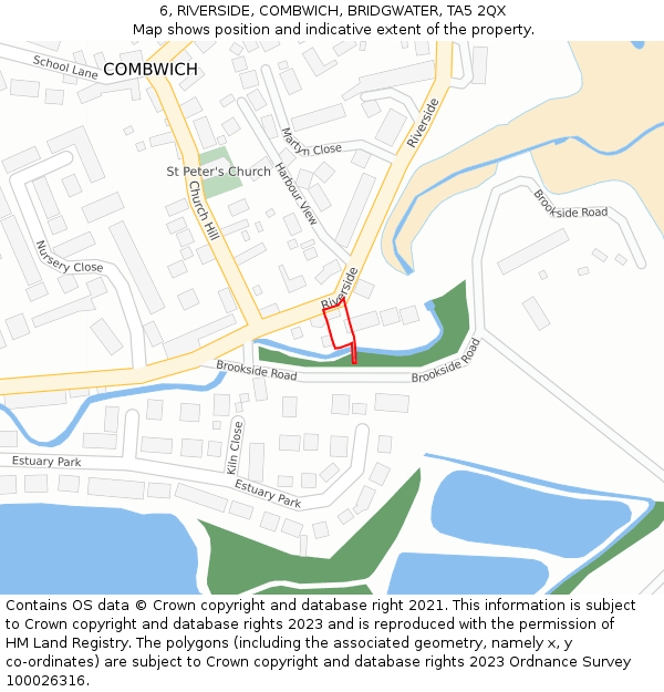 6, RIVERSIDE, COMBWICH, BRIDGWATER, TA5 2QX: Location map and indicative extent of plot