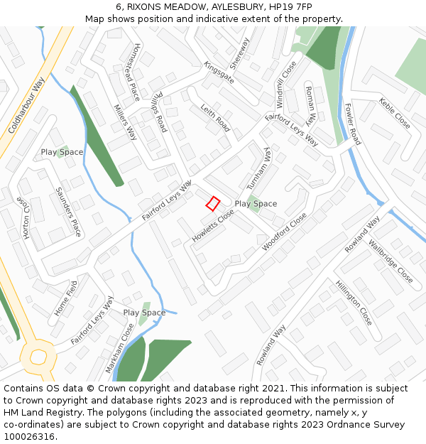 6, RIXONS MEADOW, AYLESBURY, HP19 7FP: Location map and indicative extent of plot
