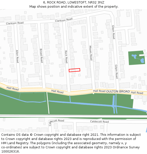 6, ROCK ROAD, LOWESTOFT, NR32 3NZ: Location map and indicative extent of plot