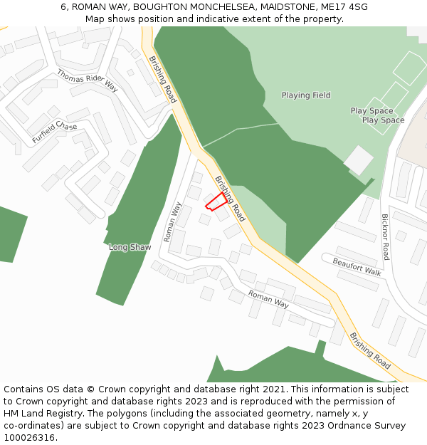 6, ROMAN WAY, BOUGHTON MONCHELSEA, MAIDSTONE, ME17 4SG: Location map and indicative extent of plot