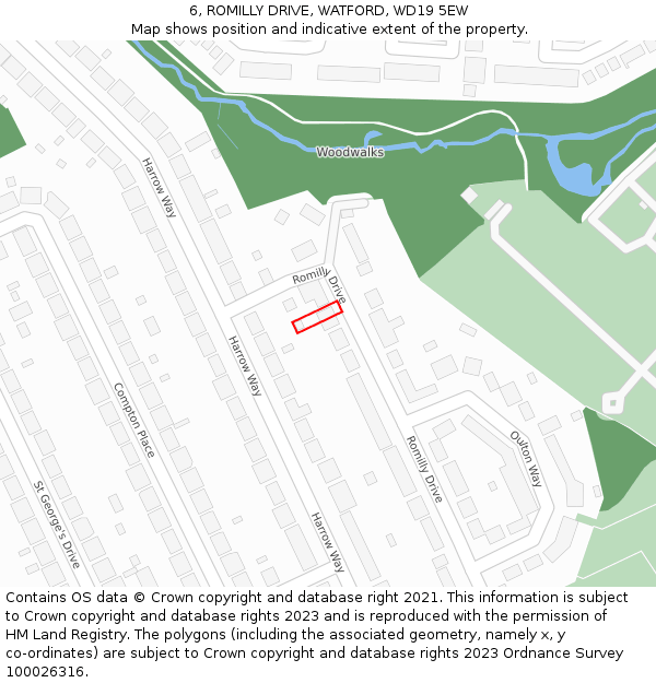 6, ROMILLY DRIVE, WATFORD, WD19 5EW: Location map and indicative extent of plot
