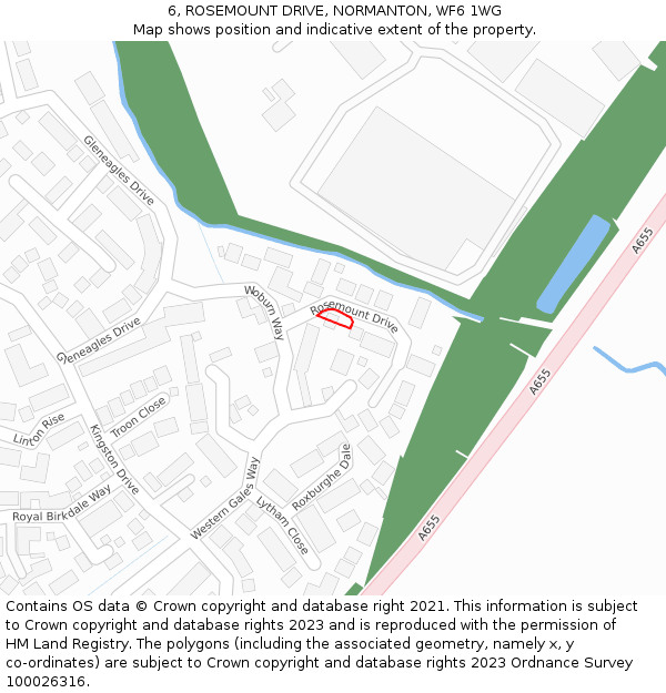 6, ROSEMOUNT DRIVE, NORMANTON, WF6 1WG: Location map and indicative extent of plot