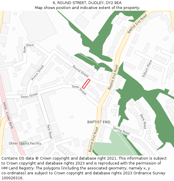 6, ROUND STREET, DUDLEY, DY2 9EA: Location map and indicative extent of plot