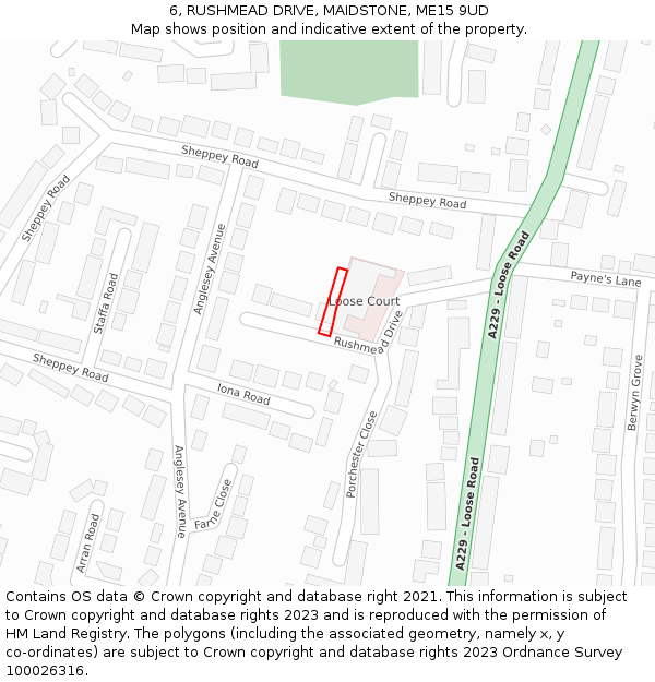 6, RUSHMEAD DRIVE, MAIDSTONE, ME15 9UD: Location map and indicative extent of plot