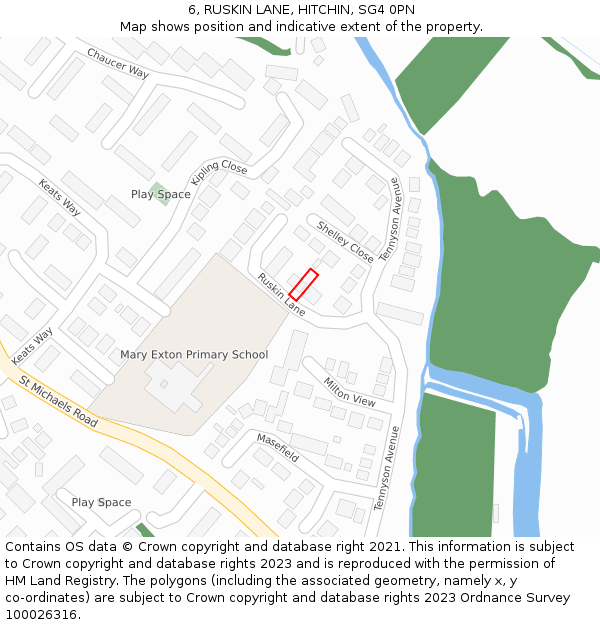 6, RUSKIN LANE, HITCHIN, SG4 0PN: Location map and indicative extent of plot