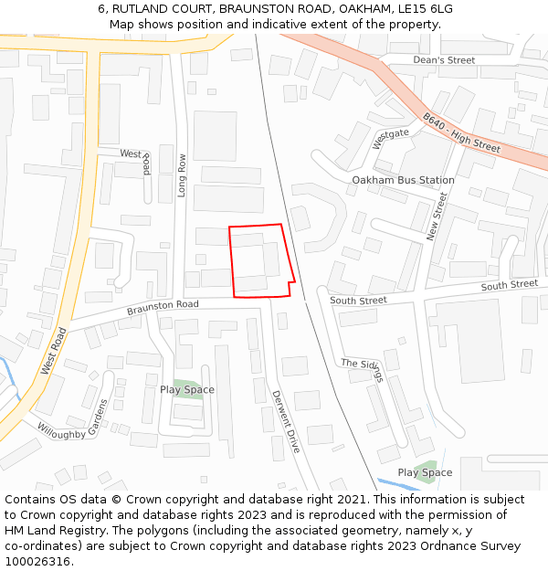 6, RUTLAND COURT, BRAUNSTON ROAD, OAKHAM, LE15 6LG: Location map and indicative extent of plot