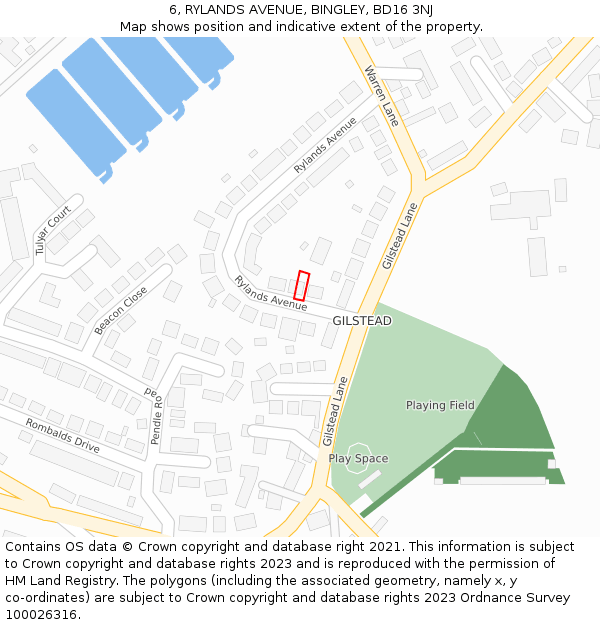 6, RYLANDS AVENUE, BINGLEY, BD16 3NJ: Location map and indicative extent of plot