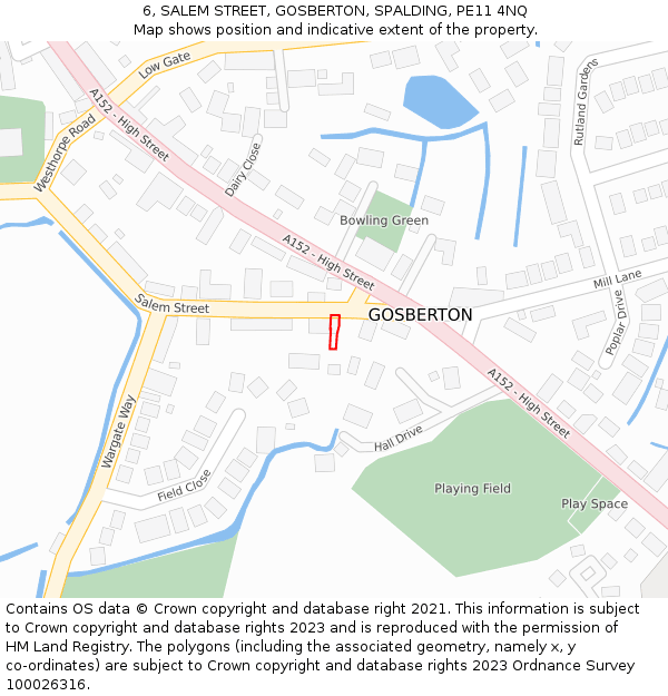 6, SALEM STREET, GOSBERTON, SPALDING, PE11 4NQ: Location map and indicative extent of plot