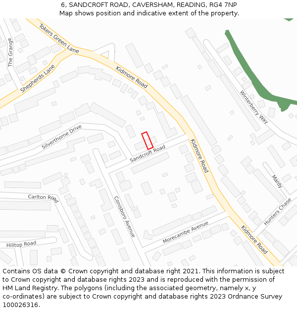 6, SANDCROFT ROAD, CAVERSHAM, READING, RG4 7NP: Location map and indicative extent of plot
