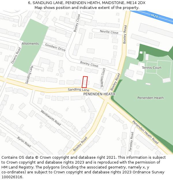 6, SANDLING LANE, PENENDEN HEATH, MAIDSTONE, ME14 2DX: Location map and indicative extent of plot