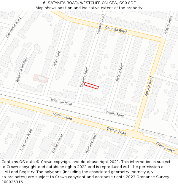 6, SATANITA ROAD, WESTCLIFF-ON-SEA, SS0 8DE: Location map and indicative extent of plot