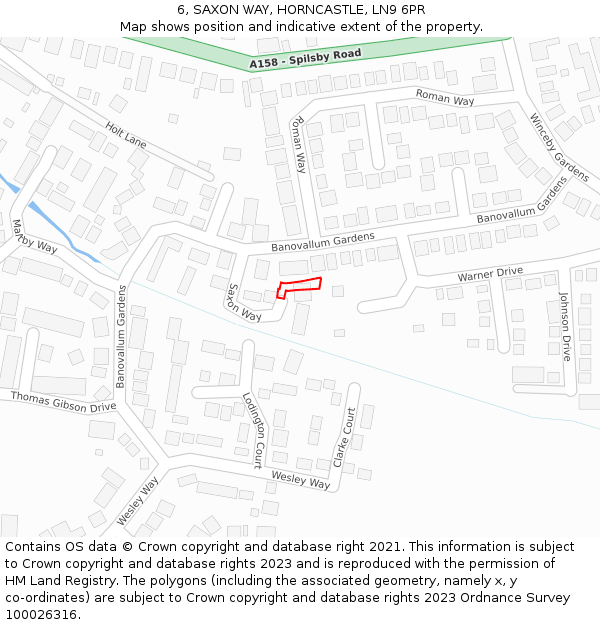 6, SAXON WAY, HORNCASTLE, LN9 6PR: Location map and indicative extent of plot