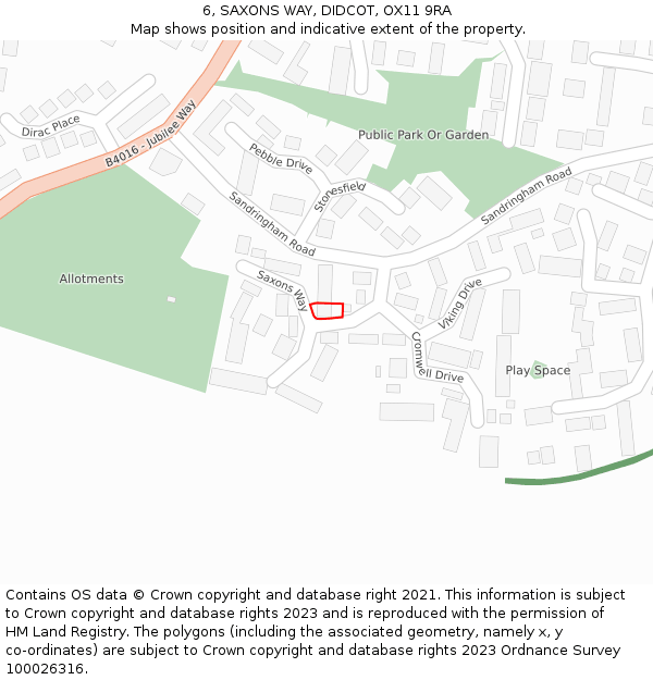 6, SAXONS WAY, DIDCOT, OX11 9RA: Location map and indicative extent of plot